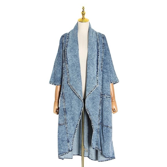 🚨LAST ONE!!🚨Stylish Denim Open Front Cardigan - Picture 1 of 6